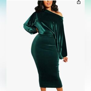 Gorgeous Emerald Green Velvet Bodycon dress sz Large